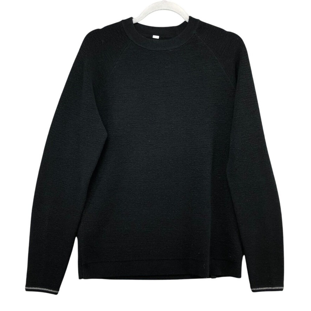 Lululemon Engineered Warmth Crew Sweater Mens Medium Black Textured Raglan